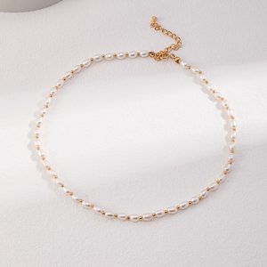 Vintage Gold Bead Pearl Necklace