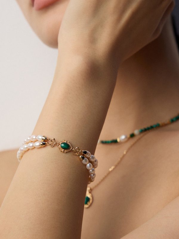 Natural Pearl Malachite Bracelet - Image 5
