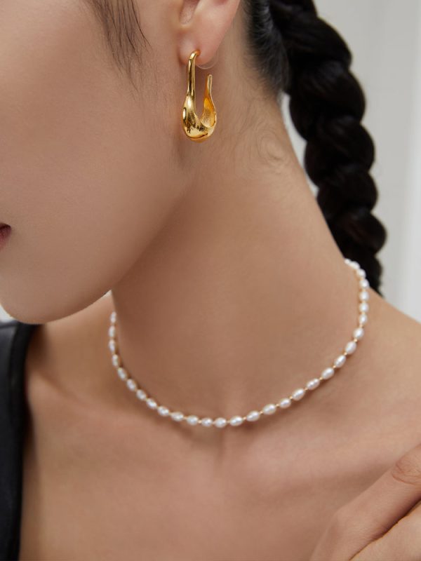 Vintage Gold Bead Pearl Necklace - Image 5