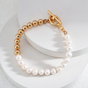 Metal Beaded Pearl Bracelet