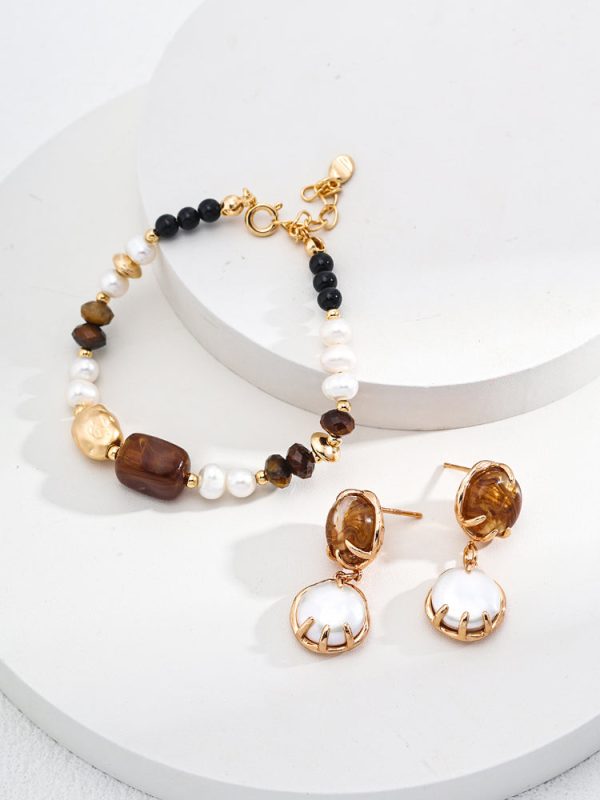 Tiger's Eye Black Onyx Pearl Bracelet - Image 5