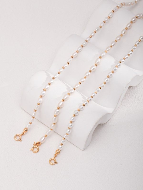 Vintage Gold Bead Pearl Necklace - Image 6