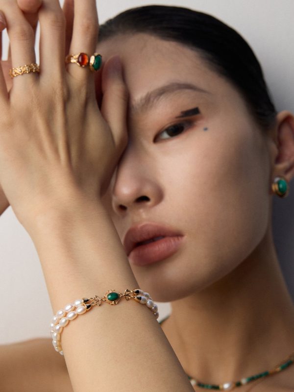 Natural Pearl Malachite Bracelet - Image 4