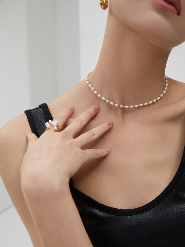Vintage Gold Bead Pearl Necklace - Image 3