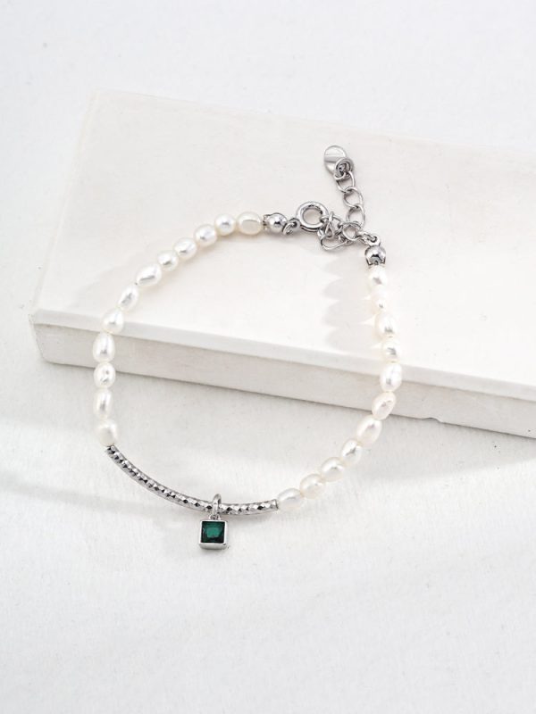 Green Zircon Pearl Bracelet. - Image 3