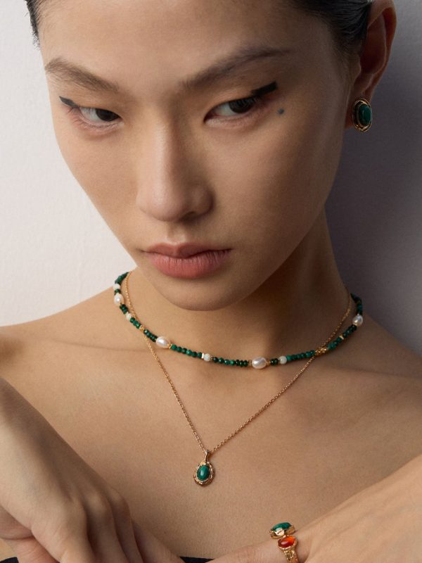 Malachite Pearl Necklace - Image 4