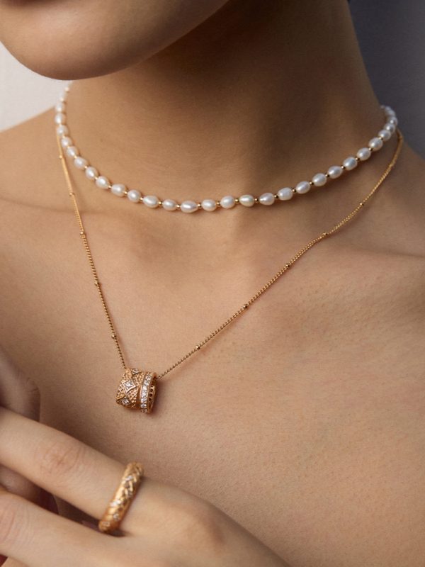 Vintage Gold Bead Pearl Necklace - Image 4