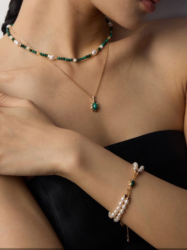 Natural Pearl Malachite Bracelet - Image 7