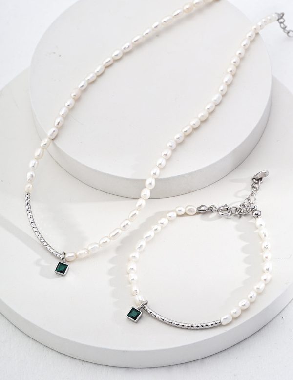 Green Zircon Pearl Bracelet. - Image 6