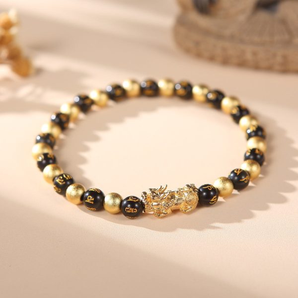 Black and Gold Feng Shui Beads Pixiu Charm - Image 2