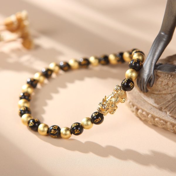 Black and Gold Feng Shui Beads Pixiu Charm - Image 3