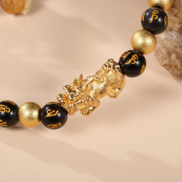 Black and Gold Feng Shui Beads Pixiu Charm - Image 4