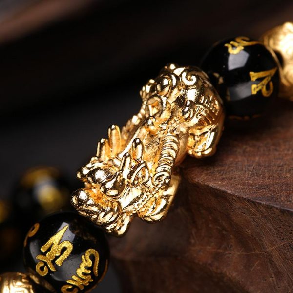 Black Obsidian Pixiu Feng Shui Wealth Bracelet - Image 4