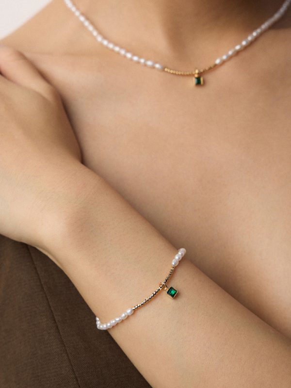 Green Zircon Pearl Bracelet. - Image 2