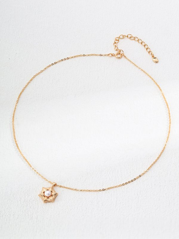 Hexagonal Pendant Pearl Necklace - Image 3