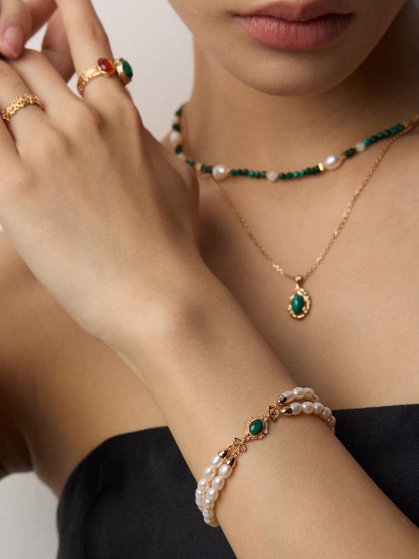 Natural Pearl Malachite Bracelet - Image 2