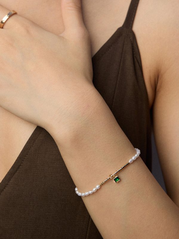 Green Zircon Pearl Bracelet. - Image 5