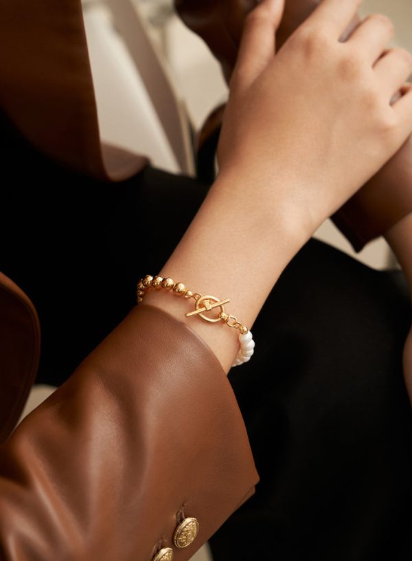 Metal Beaded Pearl Bracelet - Image 2