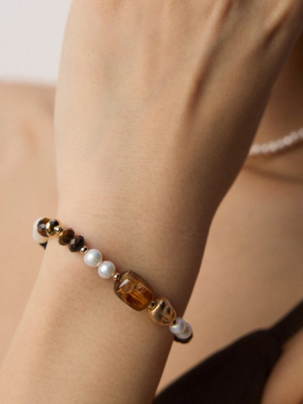 Tiger's Eye Black Onyx Pearl Bracelet - Image 3
