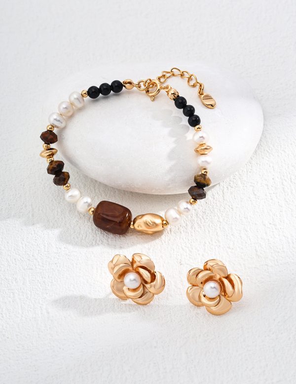 Tiger's Eye Black Onyx Pearl Bracelet - Image 6