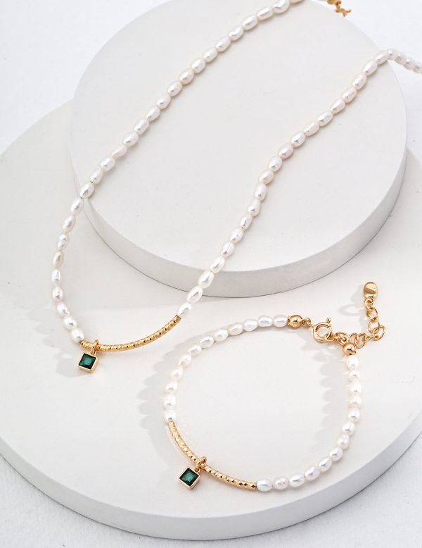 Green Zircon Pearl Bracelet. - Image 4
